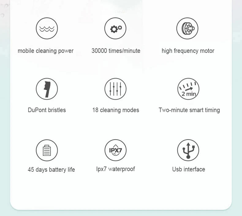 New N100 Sonic Electric Toothbrush Adult Timer Brush 6 Mode USB Charger Rechargeable Tooth Brushes Replacement Heads Set