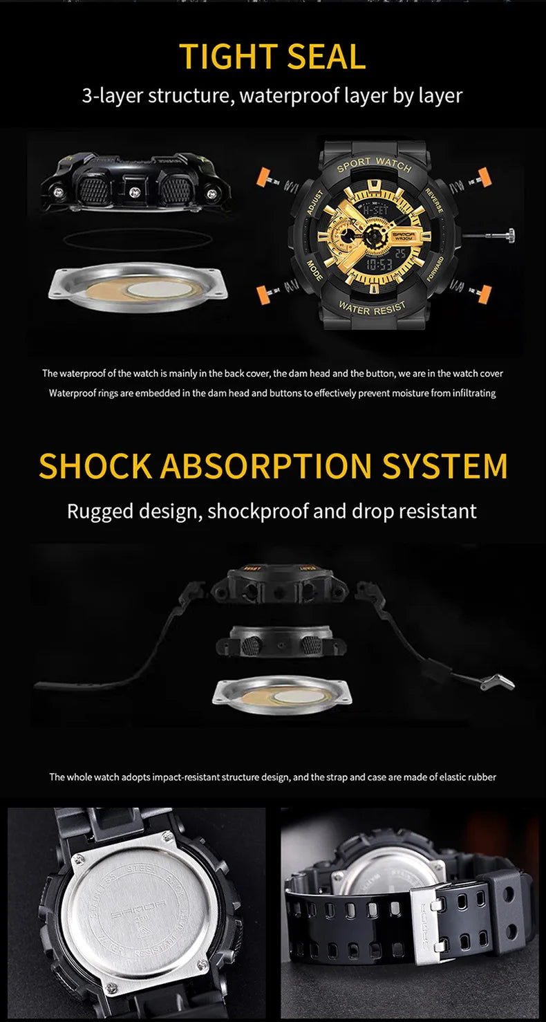 Three up to watch fashion waterproof outdoor recreational multi-functional electronic university in male ladies watch