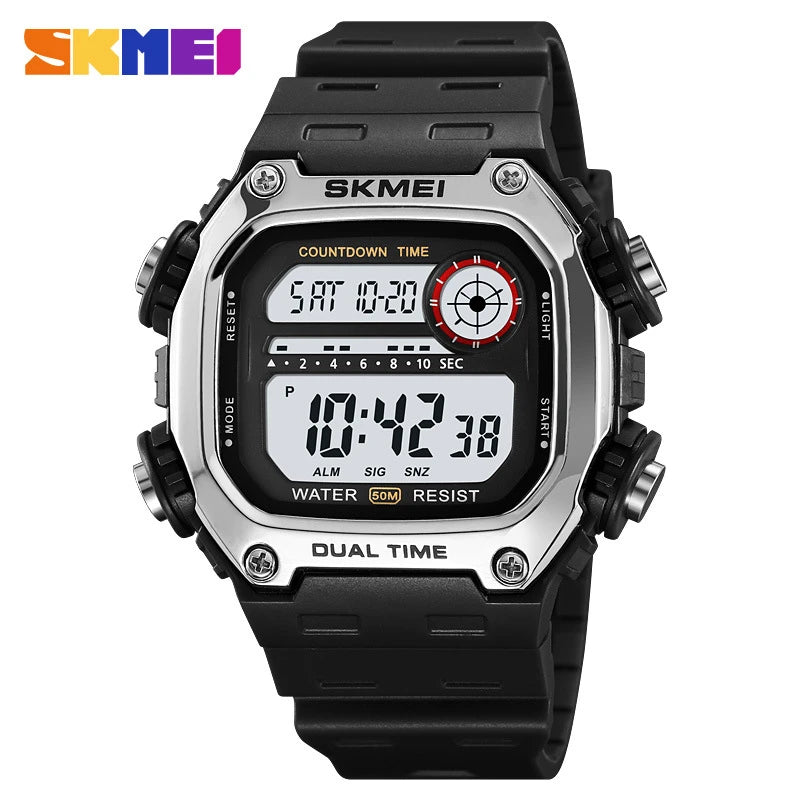 SKMEI 2126 Mens Fashion 5Bar Waterproof Stopwatch Wristwatch Alarm Montre Homme Back Light Digital Countdown Sport Watches