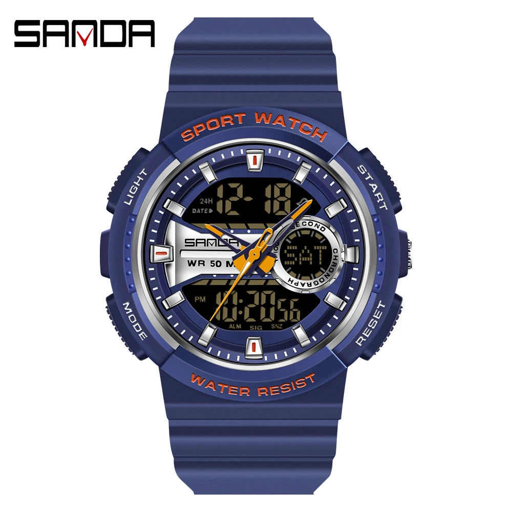 SANDA New Multifunctional Waterproof Electronic Sports Couple Watch Luminous Trend Watch Relogio Masculino