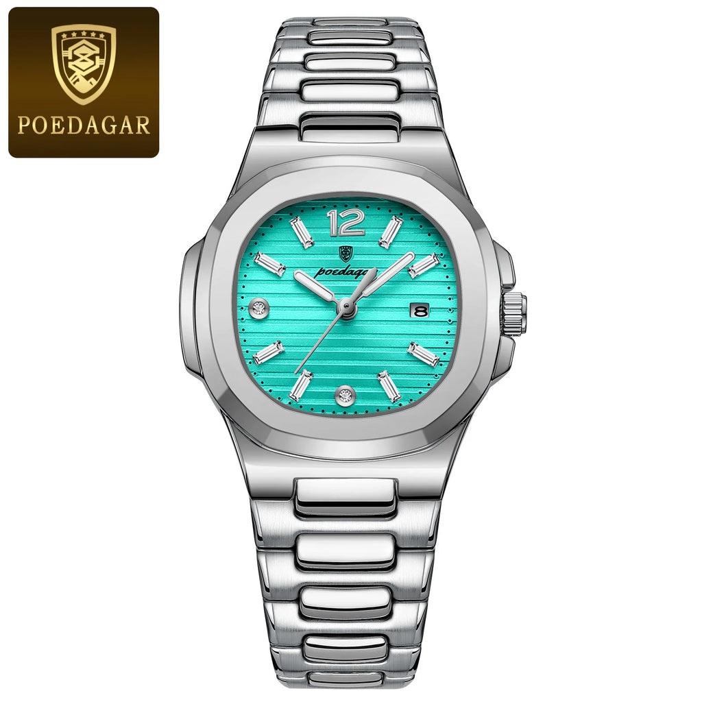 POEDAGAR 708 Brand Name Chinese Female Quartz Watch ECO Steel Strap Water Resist Date Display Ultra Thin Casual Wristwatch
