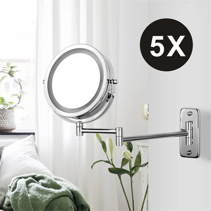Wall Mounted Smart Bathroom Led Makeup Mirror 3X 5X 7X10X Magnification Adjustable Cosmetic Double Side Touch Dimming Mirrors