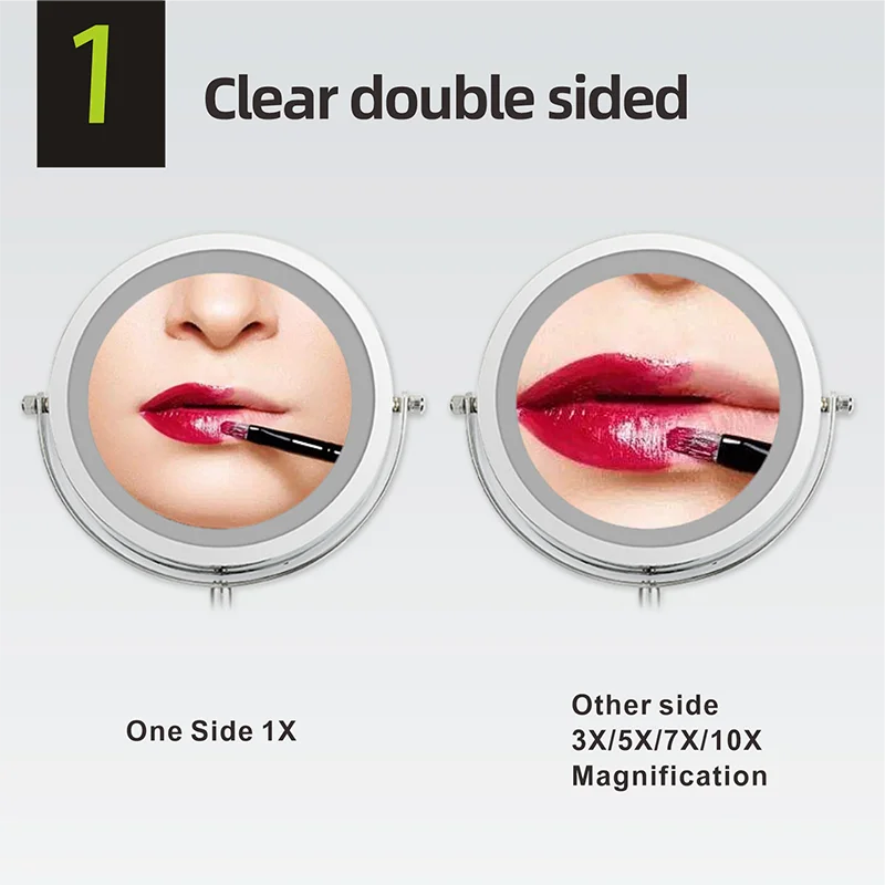 Wall Mounted Smart Bathroom Led Makeup Mirror 3X 5X 7X10X Magnification Adjustable Cosmetic Double Side Touch Dimming Mirrors