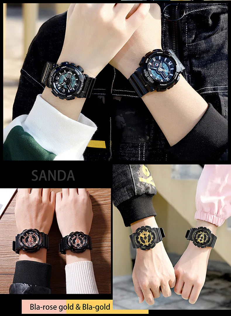 Three up to watch fashion waterproof outdoor recreational multi-functional electronic university in male ladies watch