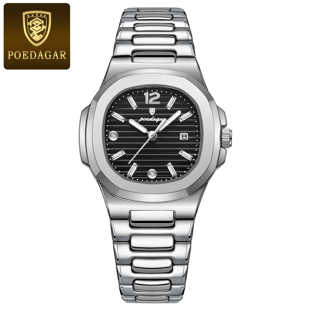 POEDAGAR 708 Brand Name Chinese Female Quartz Watch ECO Steel Strap Water Resist Date Display Ultra Thin Casual Wristwatch