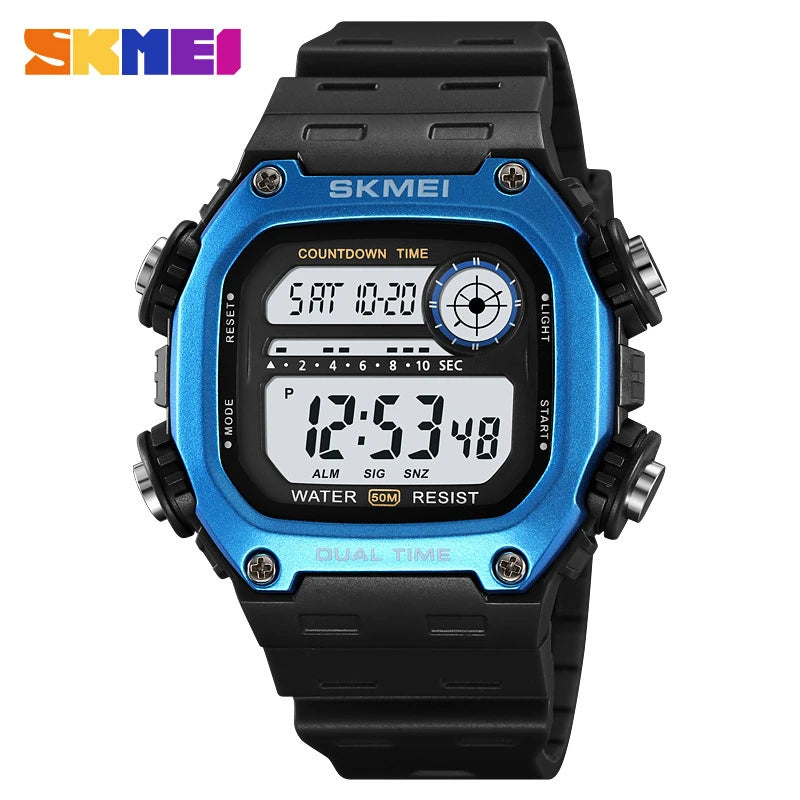 SKMEI 2126 Mens Fashion 5Bar Waterproof Stopwatch Wristwatch Alarm Montre Homme Back Light Digital Countdown Sport Watches