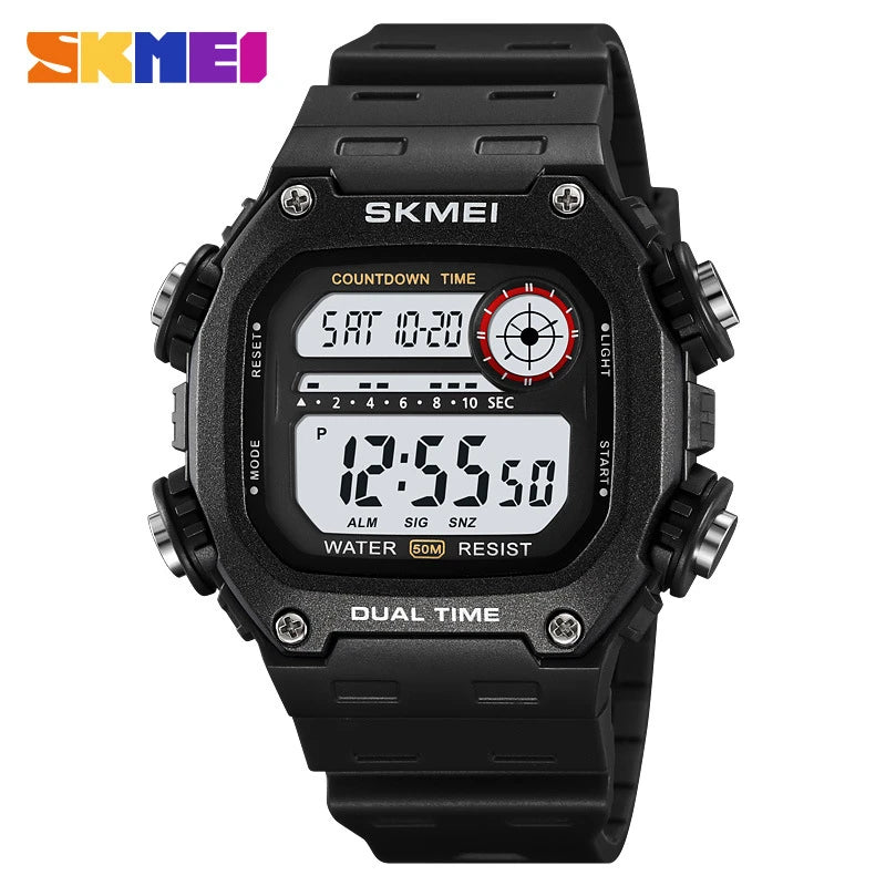 SKMEI 2126 Mens Fashion 5Bar Waterproof Stopwatch Wristwatch Alarm Montre Homme Back Light Digital Countdown Sport Watches