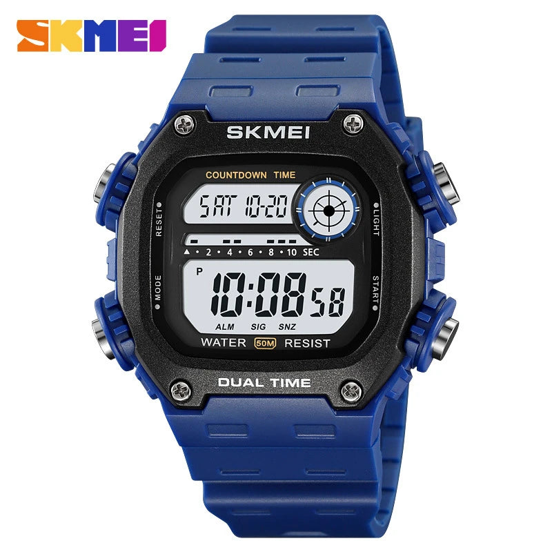 SKMEI 2126 Mens Fashion 5Bar Waterproof Stopwatch Wristwatch Alarm Montre Homme Back Light Digital Countdown Sport Watches