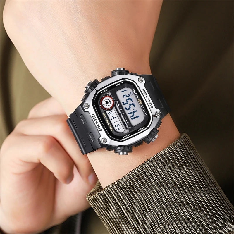 SKMEI 2126 Mens Fashion 5Bar Waterproof Stopwatch Wristwatch Alarm Montre Homme Back Light Digital Countdown Sport Watches