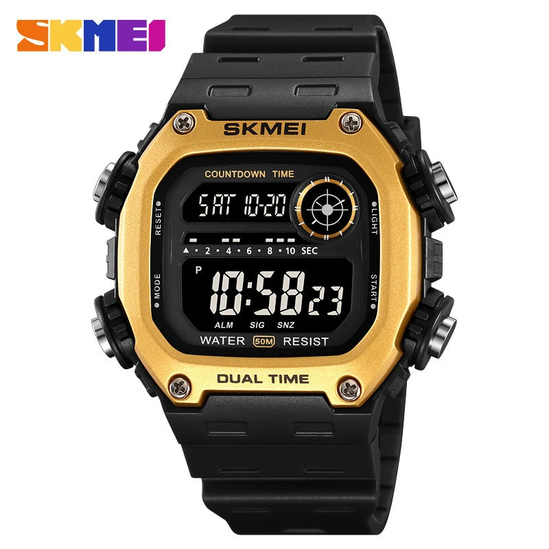 SKMEI 2126 Mens Fashion 5Bar Waterproof Stopwatch Wristwatch Alarm Montre Homme Back Light Digital Countdown Sport Watches