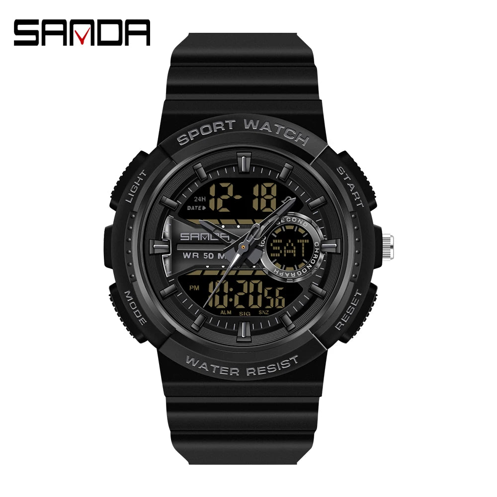 SANDA New Multifunctional Waterproof Electronic Sports Couple Watch Luminous Trend Watch Relogio Masculino