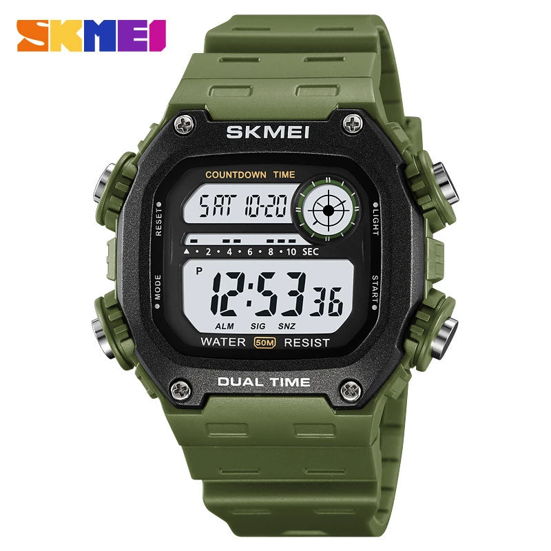 SKMEI 2126 Mens Fashion 5Bar Waterproof Stopwatch Wristwatch Alarm Montre Homme Back Light Digital Countdown Sport Watches