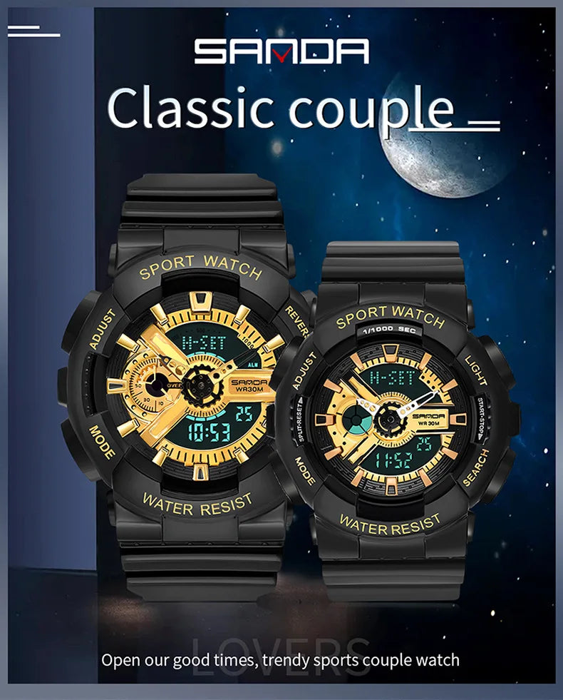 Three up to watch fashion waterproof outdoor recreational multi-functional electronic university in male ladies watch