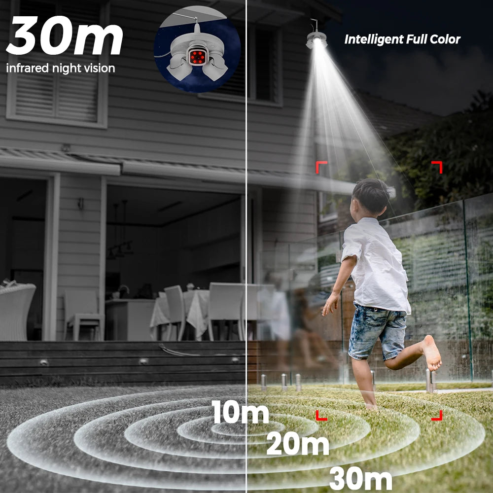 Smart 15MP Triple-Lens Bulb Security Camera 360° PTZ Auto Tracking 15MP 9MP Night Vision WiFi Waterproof CCTV 3-Screen View