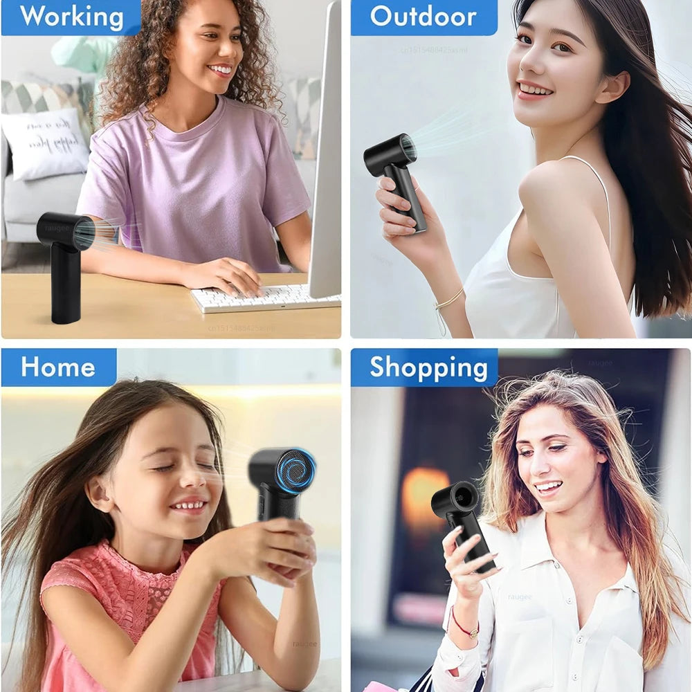 Portable Handheld Turbo Fan Mini Portable Hand Fan 3000mAh Rechargeable Handheld Turbo Fan Small Pocket Fan for Outdoor Travel