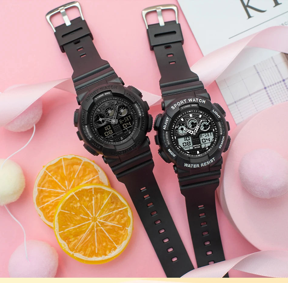 Sport Watch Men Luxury Double Time Electrconi Watches Women's Wristwatch Fashion Shockproof Stopwatch Military Sports Clock
