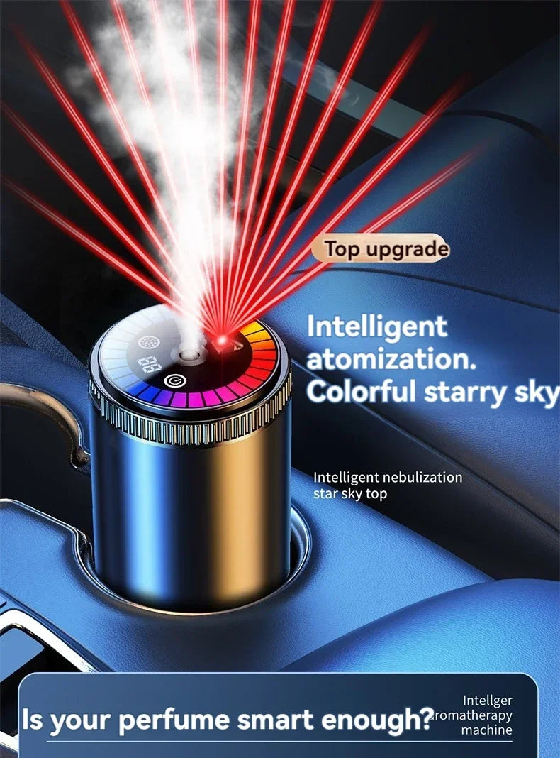 Smart Car Air Freshener Rechargeable Aroma Diffuser 5 Levels of Adjustable Intelligent  Diffuser Pickup Light Starry Sky Summit