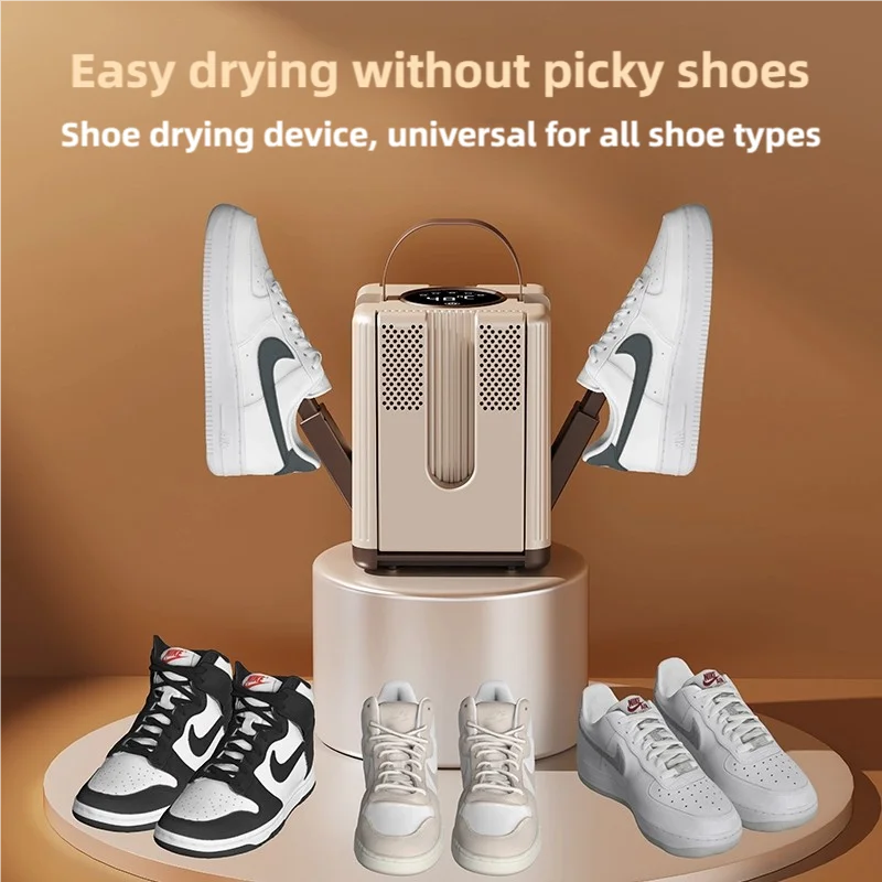 New 6-head shoe dryer can dry up to 3 pairs of shoes at a time. It quickly dries, deodorizes, disinfects, and has a smart timer