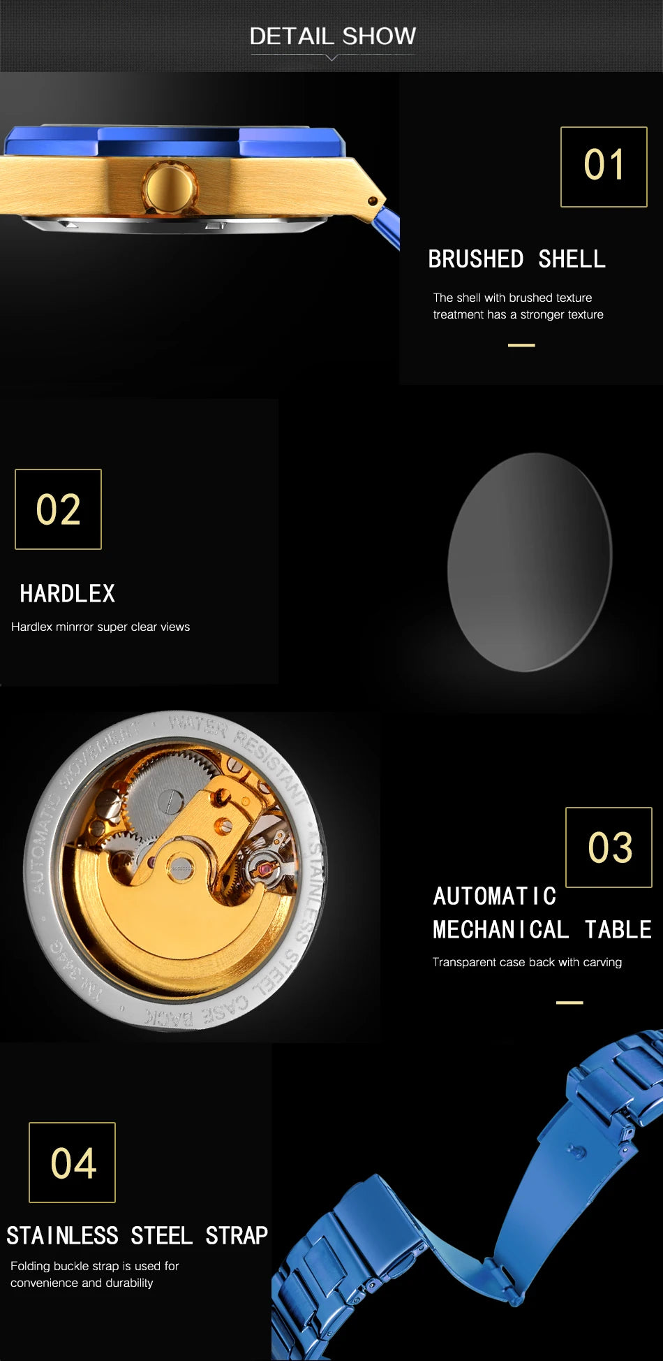 Forsining 344D Fashion Automatic Mechanical Watches for Man Transparent Skeleton Steel Strap Waterproof Luminous Men Wristwatch