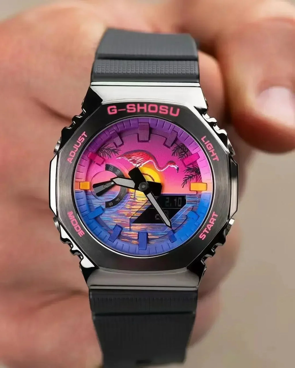 Unisex Sports Electronic Watch Alloy Dial World Time Full Function LED Dual Display Auto Light Shockproof