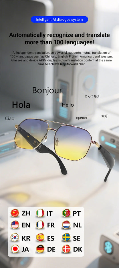 2025 Smart Glasses Fashion Luxury Men Women Polygonal Eye Protection Sun Glasses Trendy Retro Driving Sports AI Goggle Shades