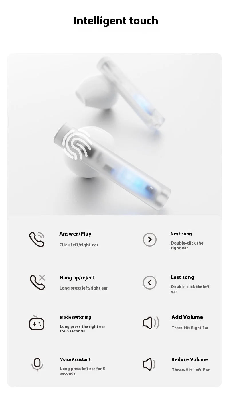 Glowing Gaming Bluetooth Earphones High Quality Sound Long Battery Life True Wireless Earbuds For Sports And Fitness