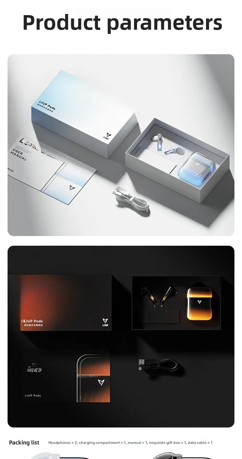 Luminous quicksand e-sports in-ear active noise reduction bluetooth headset high sound quality long battery life true wireless