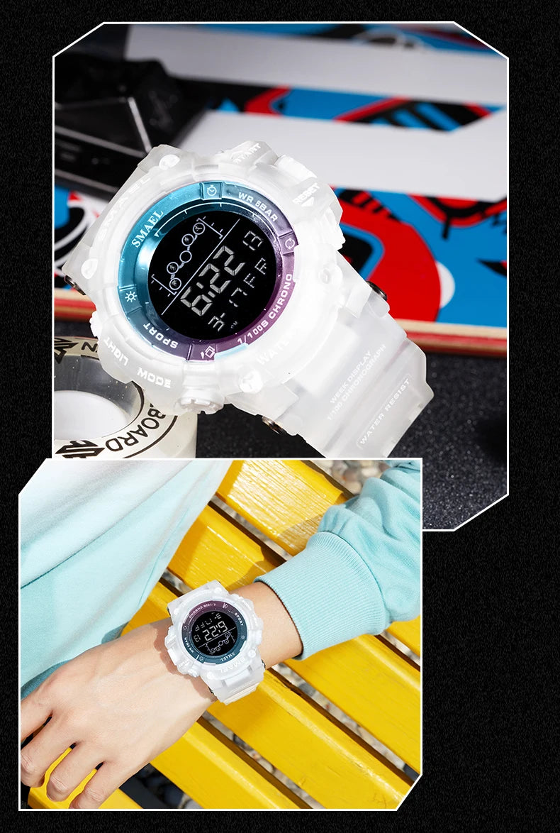 SAMEL Men Digital Watch Sport Shock Military Watches Waterproof Tactical Electronic Wristwatch Green Male Large Face Sport Clock