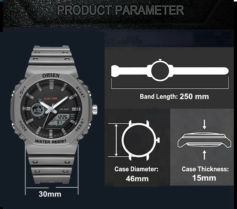 Digital Watch Military Waterproof Sport Quartz Men Watches Dual Time Black G style Fashion Tactical Electronic Wristwatch Clocks