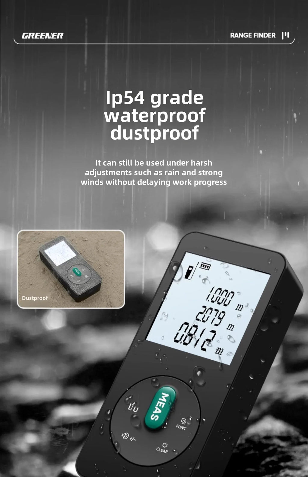 Handheld Laser Rangefinder with Green Red Infrared, Electronic Measuring Tool, High Precision Measuring Instrument