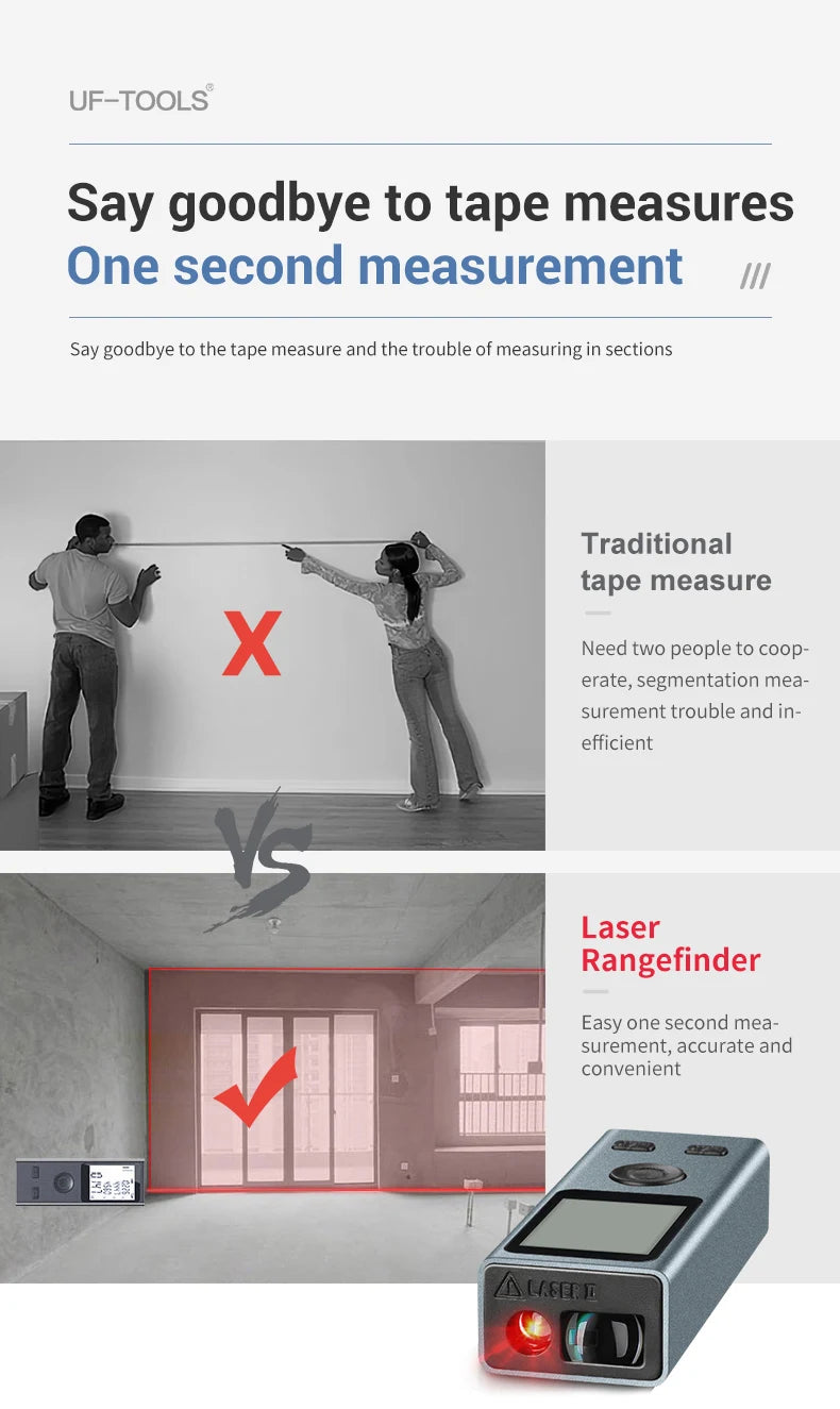 Mini Laser Rangefinder 30M High Precision Measurement Laser Distance 24g USB Rechargeable Handheld Distance Meter Smart Portable