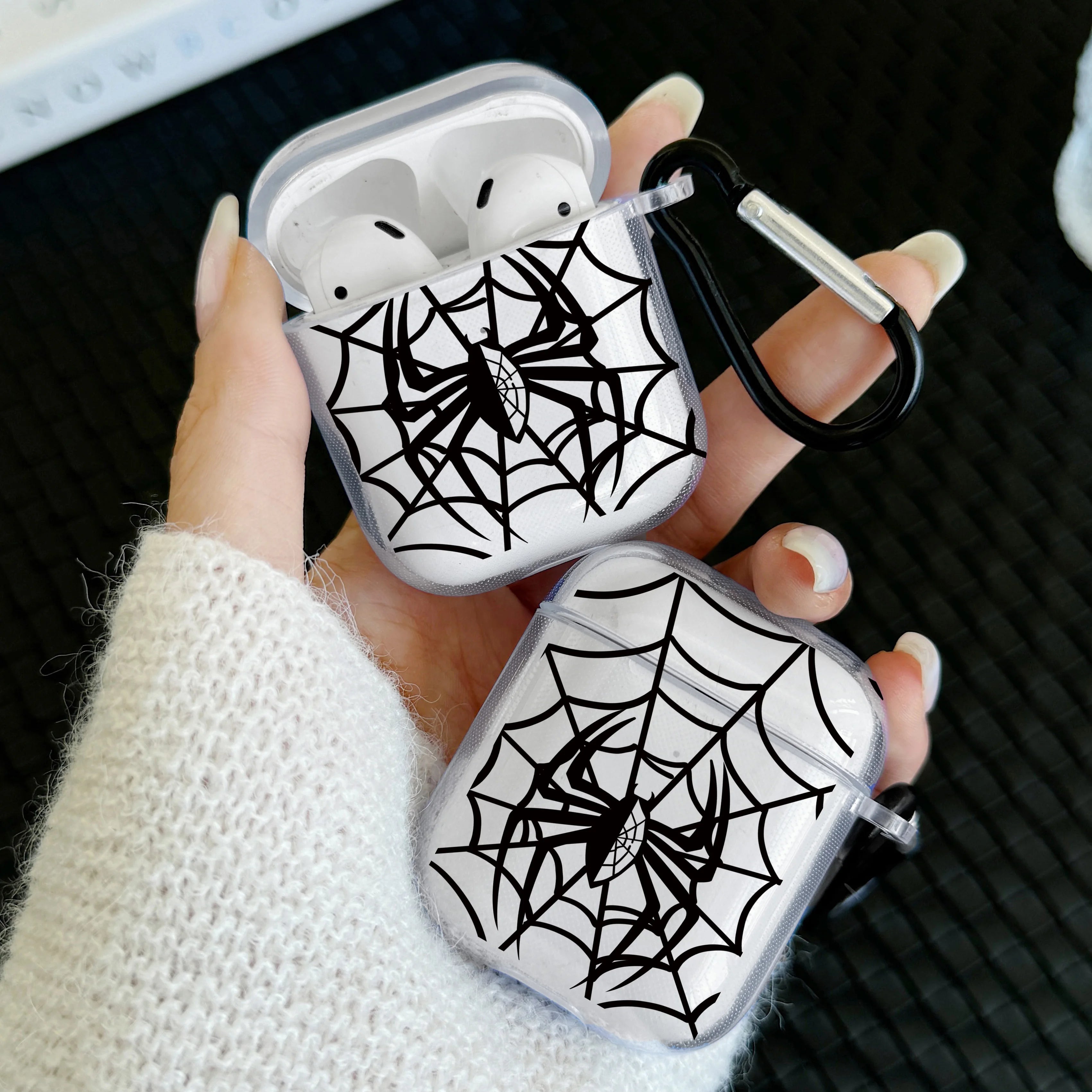 Transparent Spider Headphone Case For Airpods Pro 2 TPU Soft Cover For AirPods 1 2 3 4 Pro Rose Red Headphone Protective Case