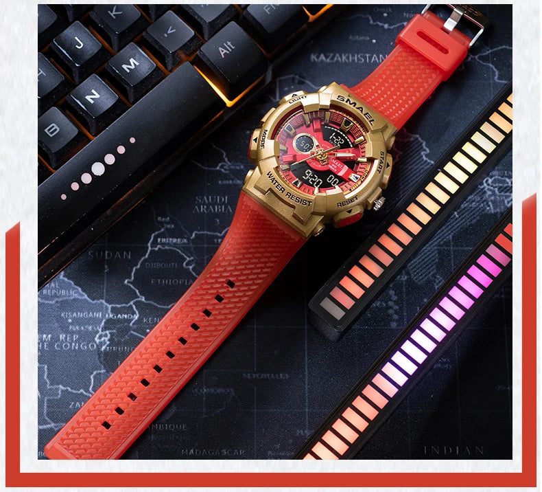 SMAEL Sport Digital Watch for Men Waterproof Sports Style Silicone Strap Stopwatch Shockproof Alarm Clock Male Quartz Wristwatch