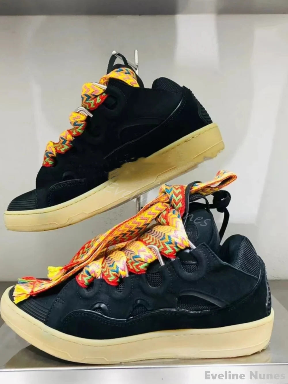 Thick Soled Casual Sports Shoes Men/women Colorblock Lace Up Round Toe Couples Colors Skateboard Shoes 2024 New Fashion Shoes