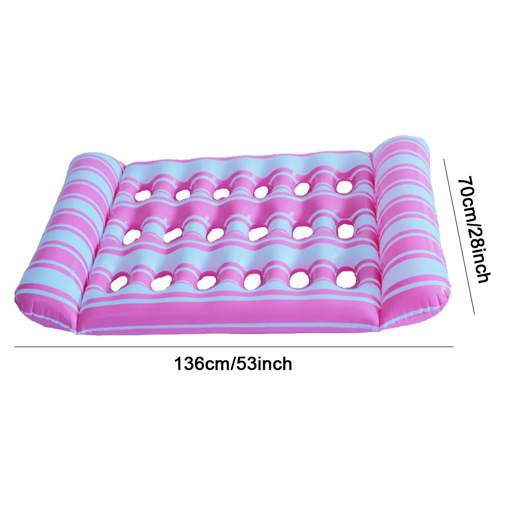 Inflatable Pool Float Lounger with Headrest Pool Floats Hammock Portable Floating Lounger Air Mattress for Swimming Pool Party