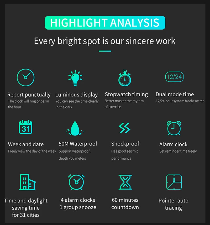 SANDA Multifunctional Sports Watch Waterproof Luminous Dual Movement Quartz Electronic Watch Fashion Couple Watch for Men Women