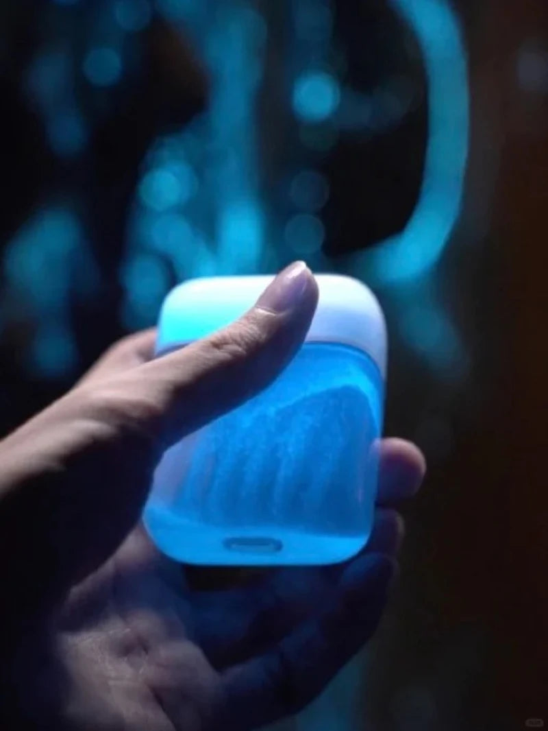 LIUP Night Light Quicksand Wireless Earphones AI Noise Reduction Luminous Transparent Glass Bluetooth 5.4 Muisc Gaming Headphone