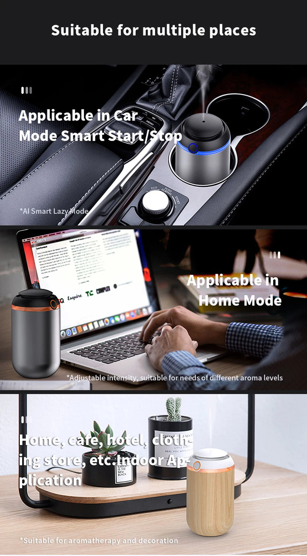Car Air Freshener AI Smart Aroma Diffuser Essential Oil Room Fragrance USB Charging Smell Distributor Aromatherapy Machine