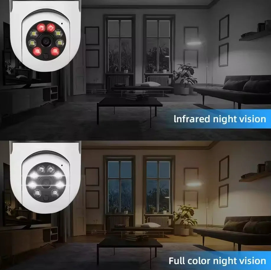 Light Bulb Security Cameras Outdoor Wireless WiFi Camera 5GHz, 360 Degree, E27 Light Socket Screw In Securi