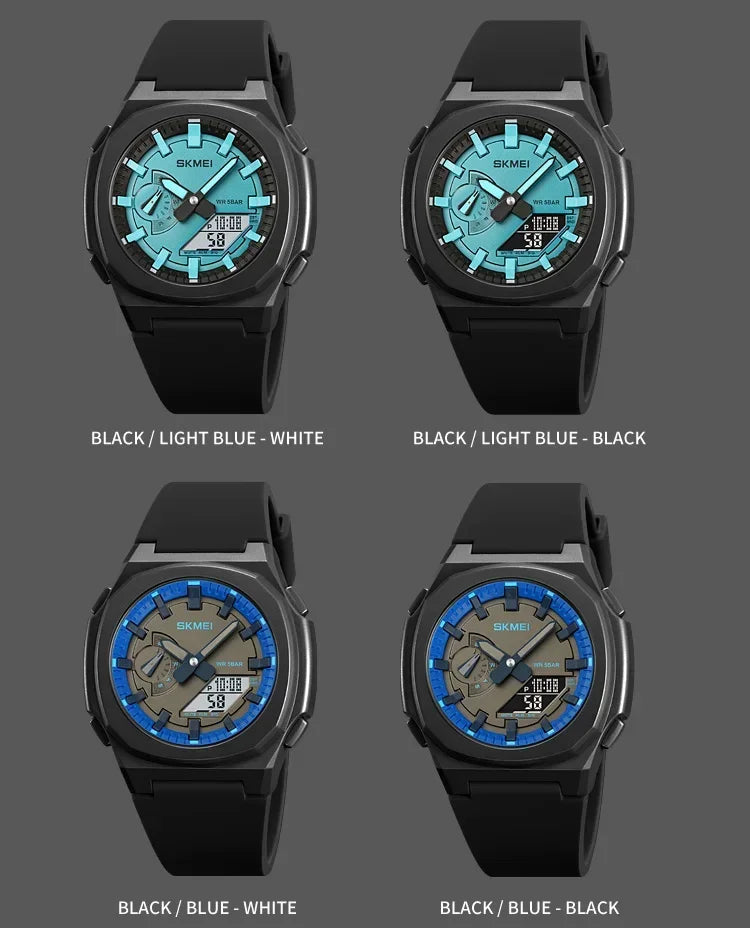 SKMEI 2091 5 Alarms Date Clock reloj hombre with Japan Digital Movement Sport Watches Waterproof Men Countdown Chrono Wriswatch