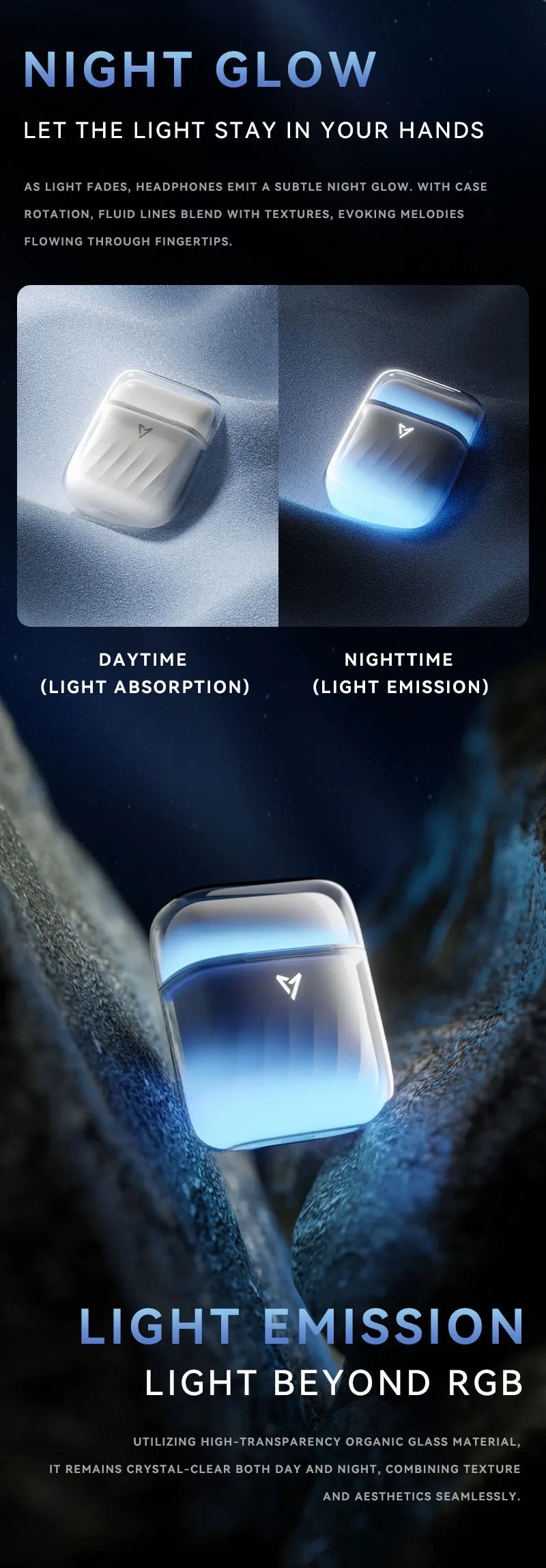 LIUP Pods LP1 luminous quicksand earphone glows in the dark. Low-delay wireless ENC noise reduction Bluetooth headset headphones