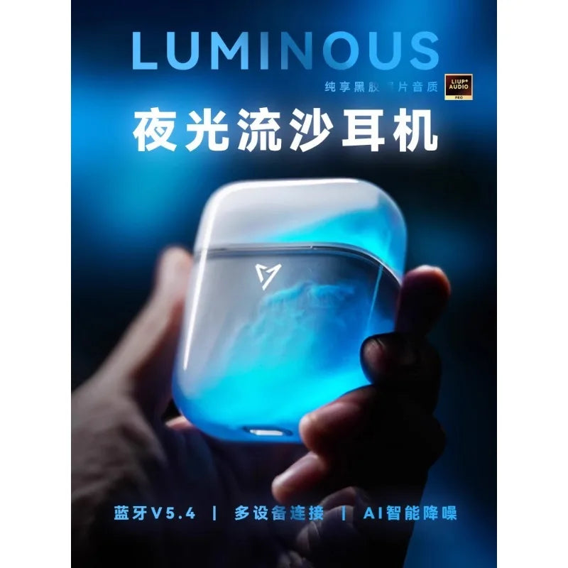 LIUP LP1 Luminous New Headphones Bluetooth Half in Ear Without Sensors Delay AI Active Noise Reduction  Dual Mode Switching Gift