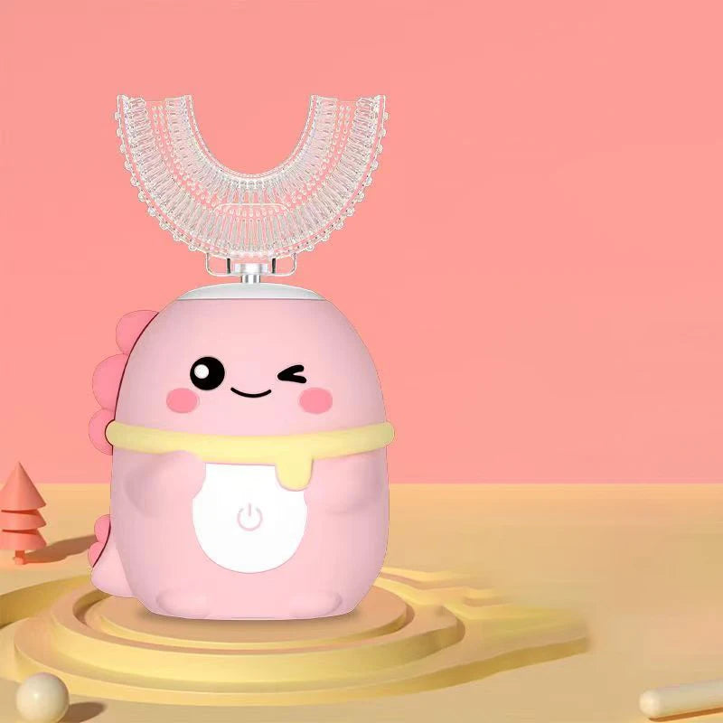 360Degrees Sonic Electric Toothbrush U Shape for Kids Children Intelligent Automatic USB Charging Blue Light for Tooth Whitening