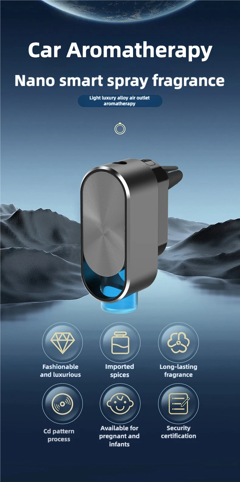 Smart Sensor Car Air Freshener – Premium Texture with 4 Bottles of Healthy Essential Oils, Elegant Interior Decoration for Fresh