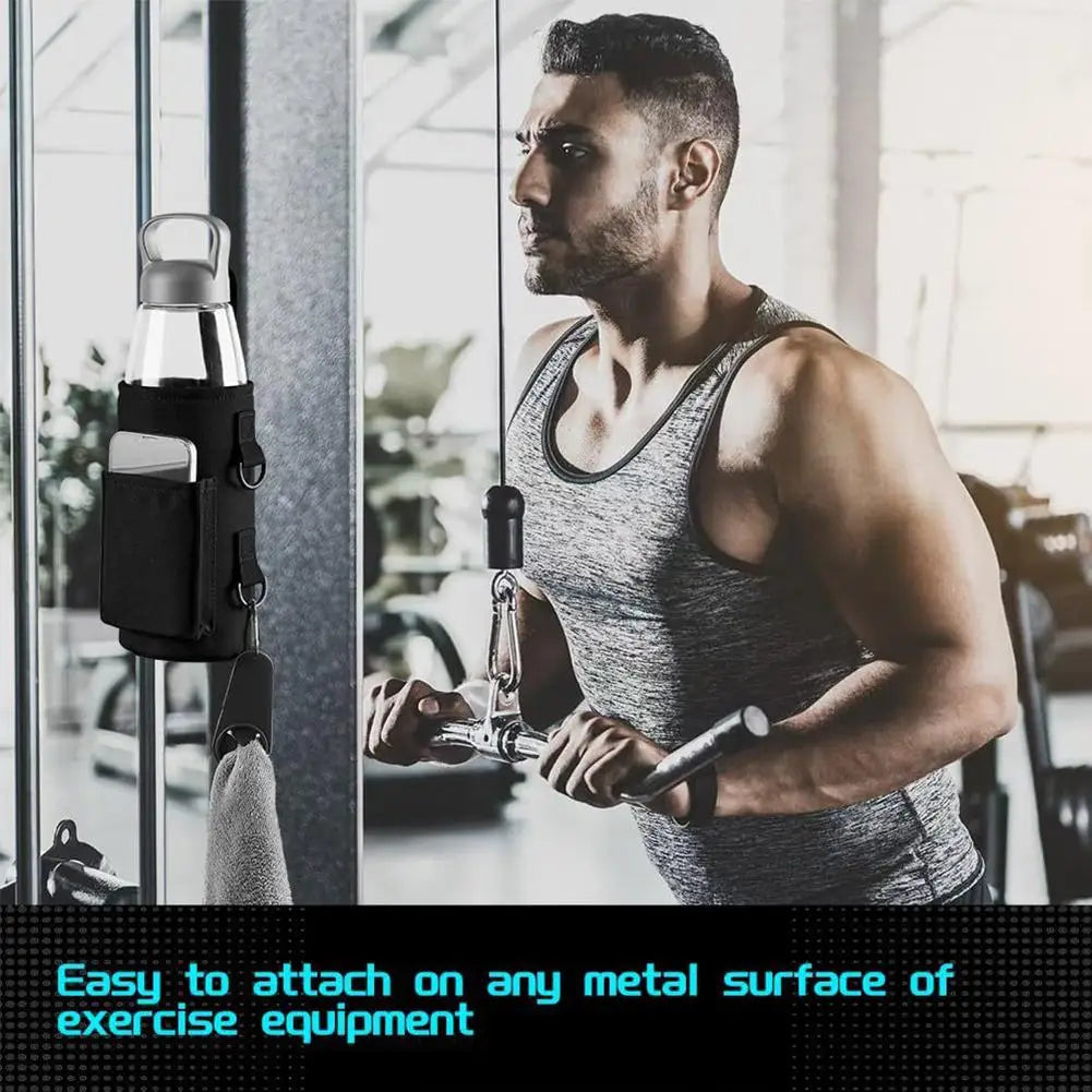 Magnetic Gym Water Bottle Bag Holder, Built-in Magnet for Easy Attachment to Metal Surface, Magnetic Bottle Sleeve Pouch