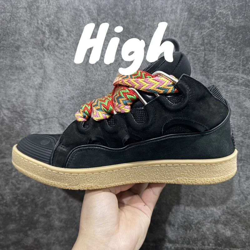Men's Women's sports shoes Casual Shoes Colorful shoelace Matching Splicing color design Thick tongue Fashion Shoes Luxury