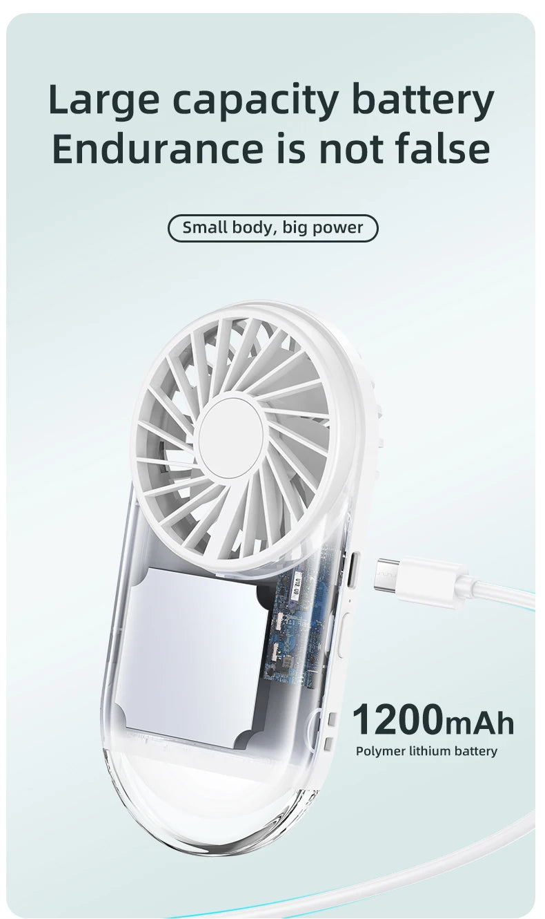 Handheld Turbo Fan Mini Portable Hand, 1200mAh USB Rechargeable Personal, Battery Operated Pocket Fan with 4 Speeds for
