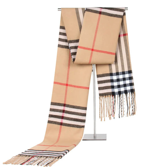 180cm Imitation Cashmere Warm Scarf for Women, Winter Men Shawl,Imitation Cashmere Plaid Scarf Female,lusuge scarf