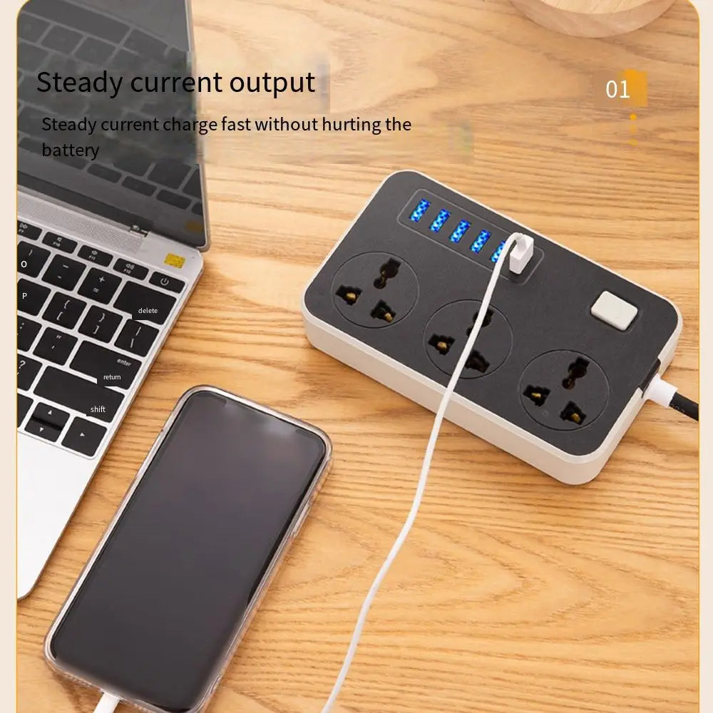 UK EU US Outlet Power Strip 2m Extension Cord 3-Outlets Extended USB Socket Power Button Safe Universal Plug Electrical Socket