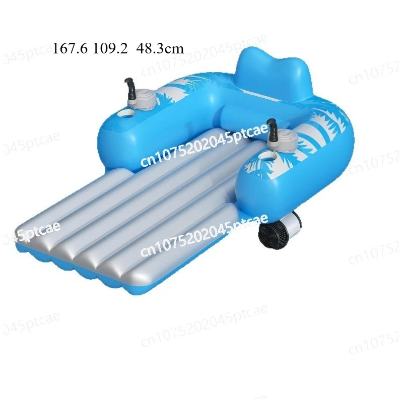 PVC Inflatable Rechargeable Pool Motor Floating Row with Dual Motors and 2 Storage Compartments Adult Electric Water Lounge